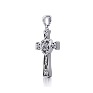 Celtic Cross with Heart Silver Pendant TPD5808 - Jewelry